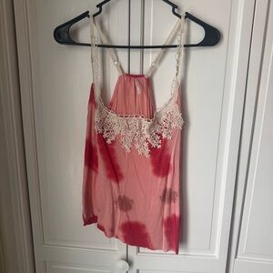 Chic Pink Tie-Dye Lace Women's Camisole